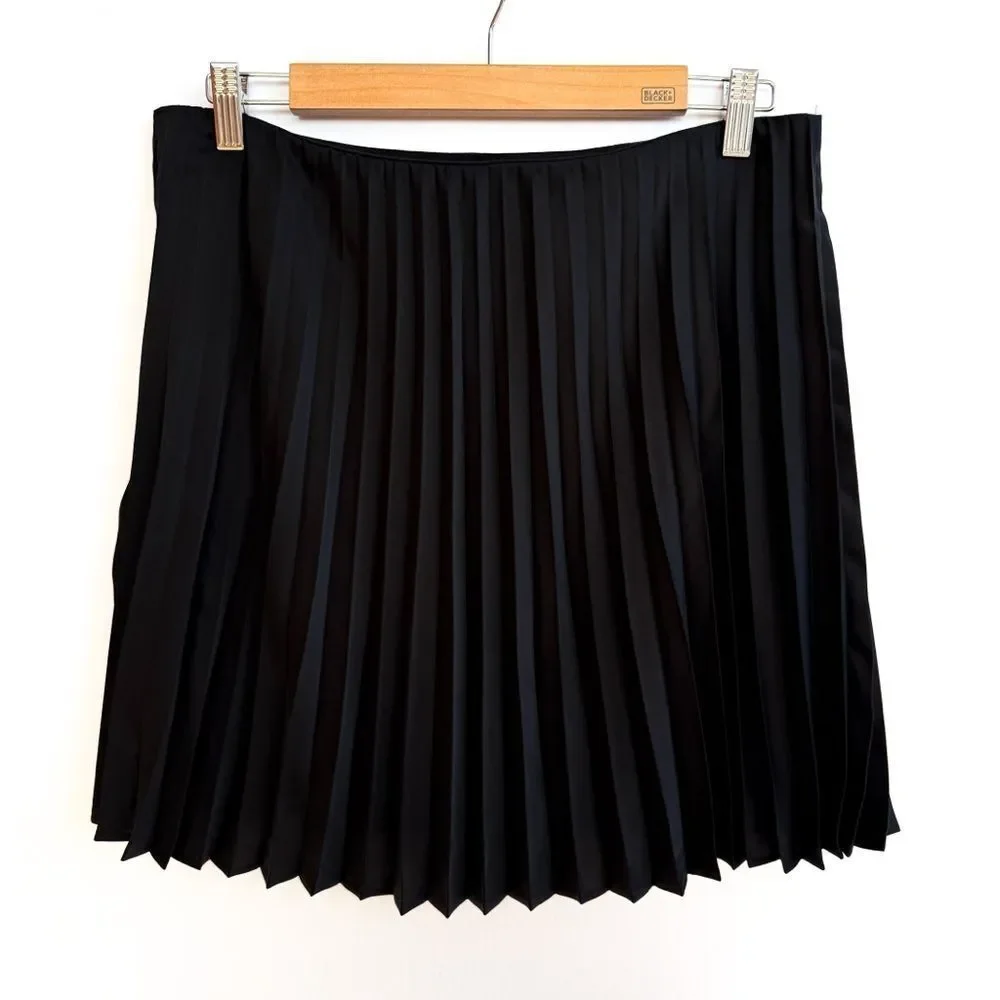 NWT J. Crew Black Pull On Pleated Mini Skirt BN756 Medium